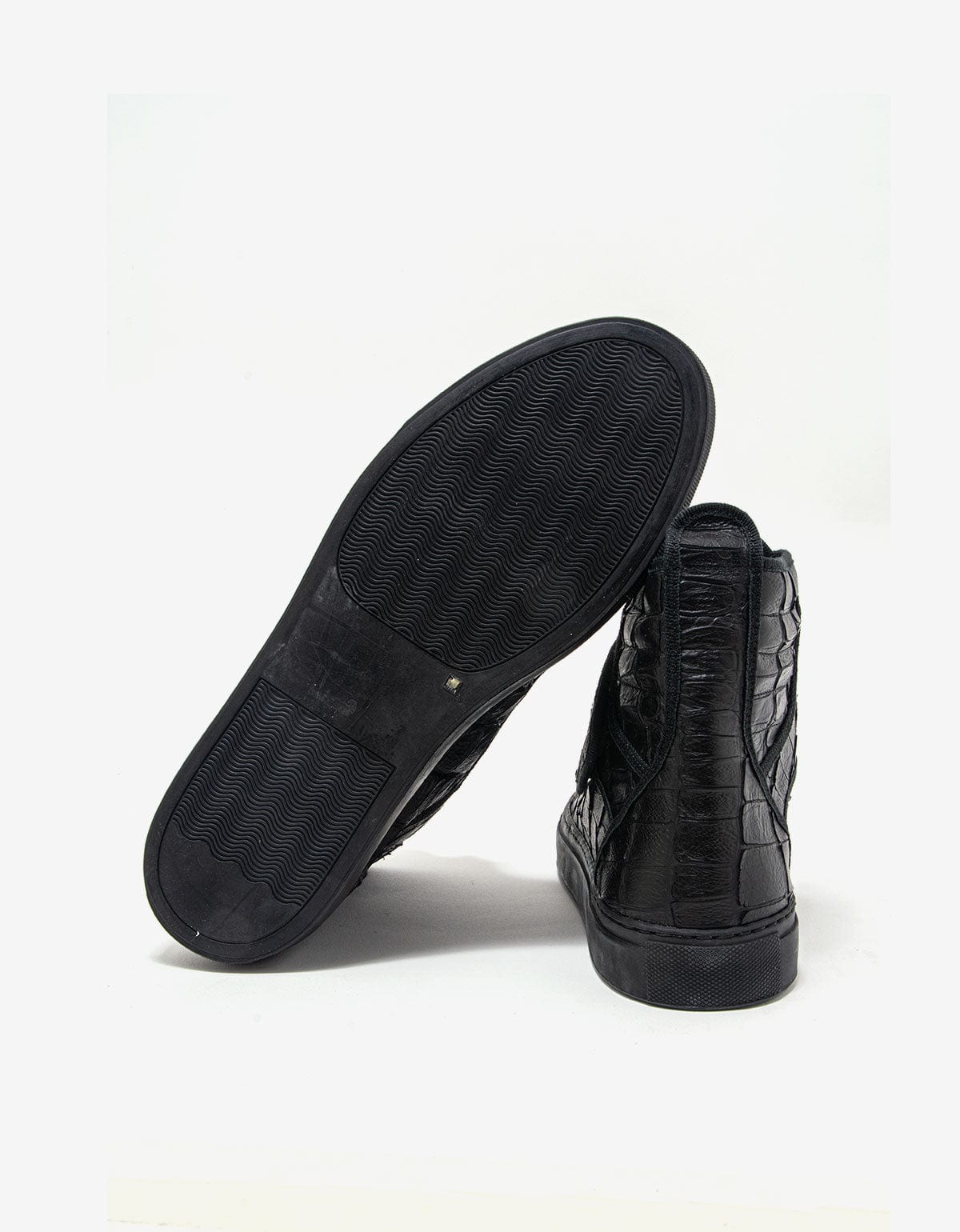 Raf Simons Black Croc Effect High Top Trainers