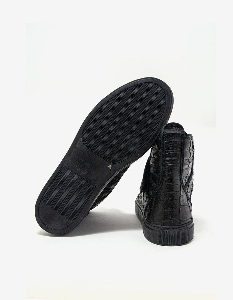 Raf Simons Black Croc Effect High Top Trainers