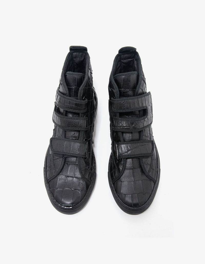 Raf Simons Black Croc Effect High Top Trainers