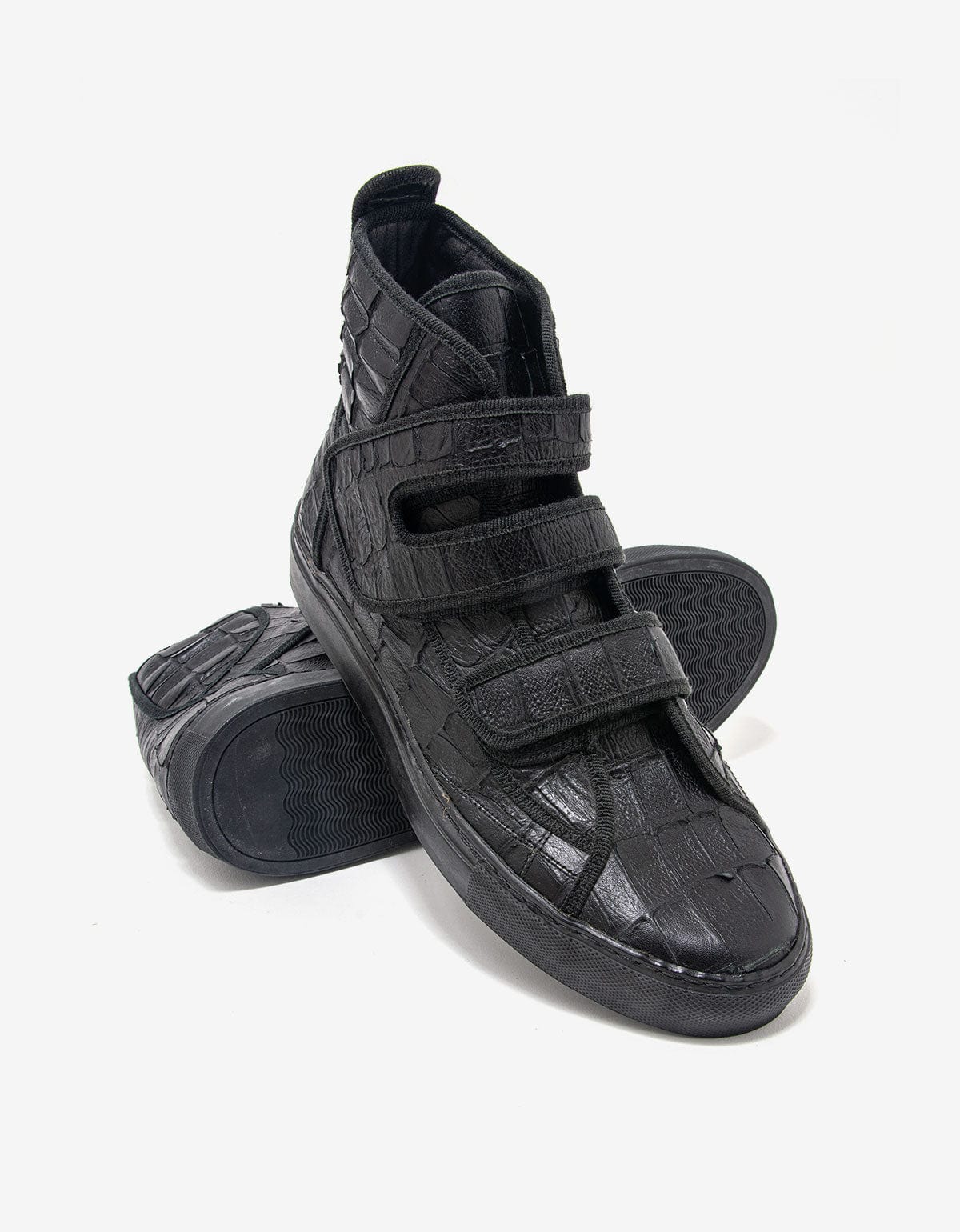 Raf Simons Black Croc Effect High Top Trainers
