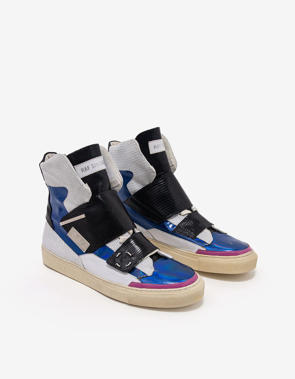 Raf Simons White Metallic High Top Trainers - SS14 – Zoo Fashions