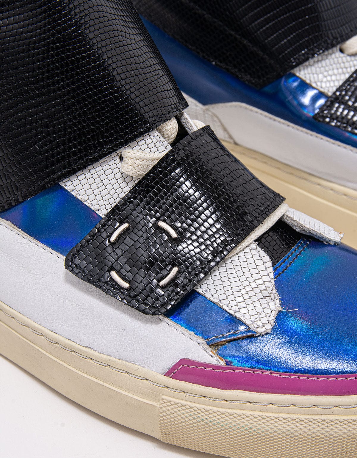 Raf Simons White Metallic High Top Trainers - SS14 – mens designer