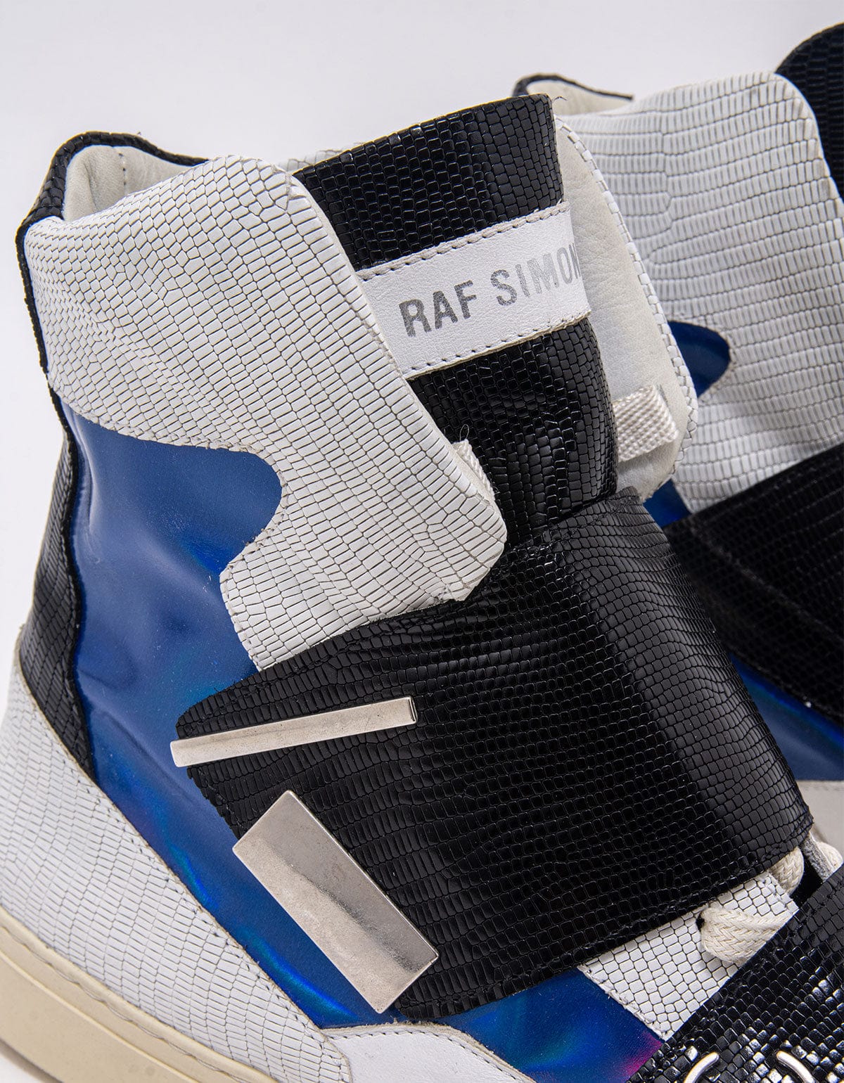 Raf Simons White Metallic High Top Trainers - SS14 – Zoo Fashions