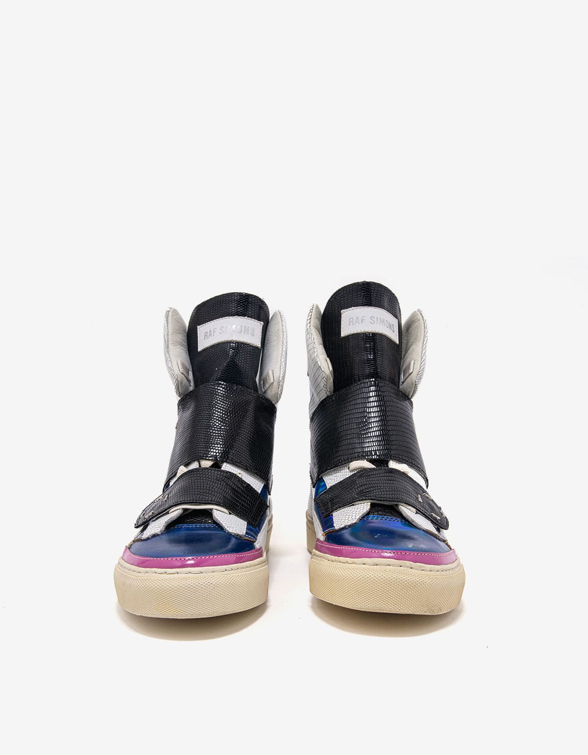 Raf Simons White Metallic High Top Trainers - SS14 – Zoo Fashions