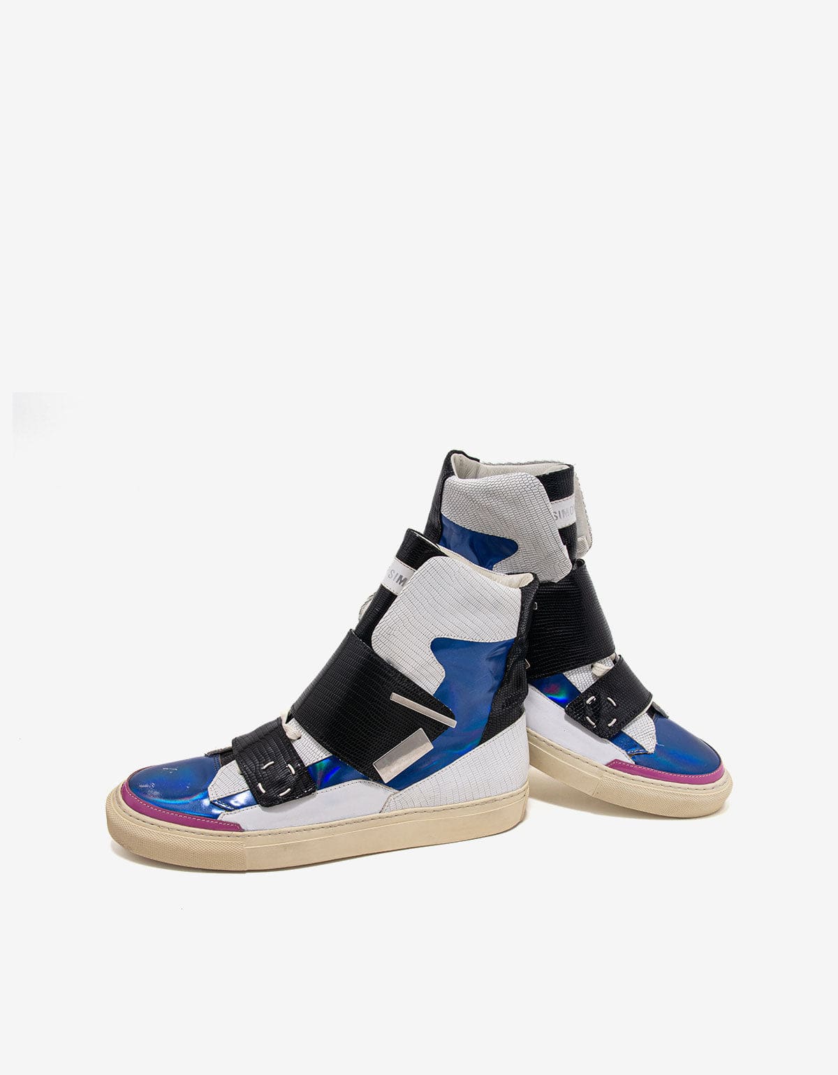 Raf Simons White Metallic High Top Trainers - SS14 – mens designer