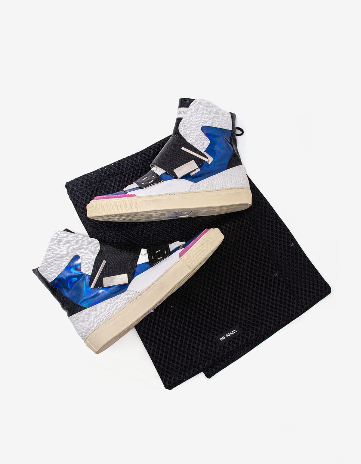 Raf Simons White Metallic High Top Trainers - SS14 – Zoo Fashions