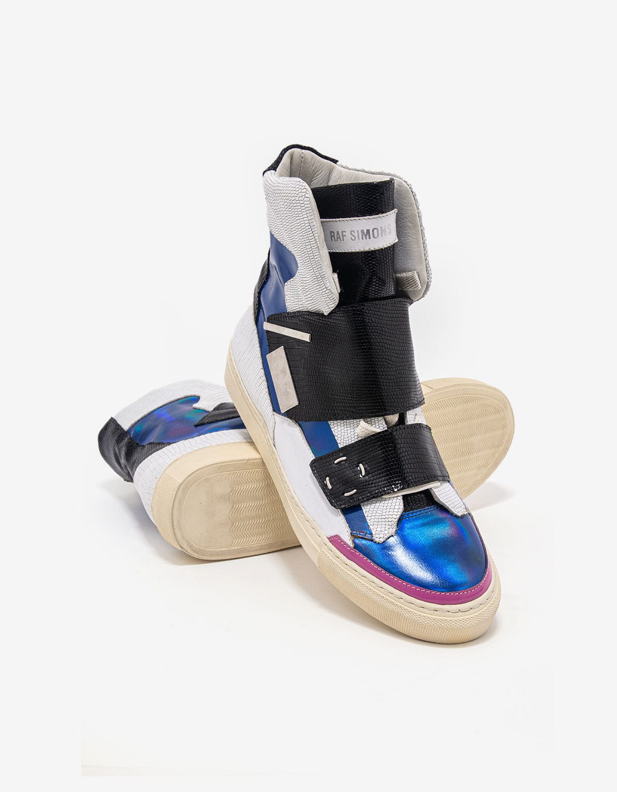 Raf Simons White Metallic High Top Trainers - SS14 – mens designer