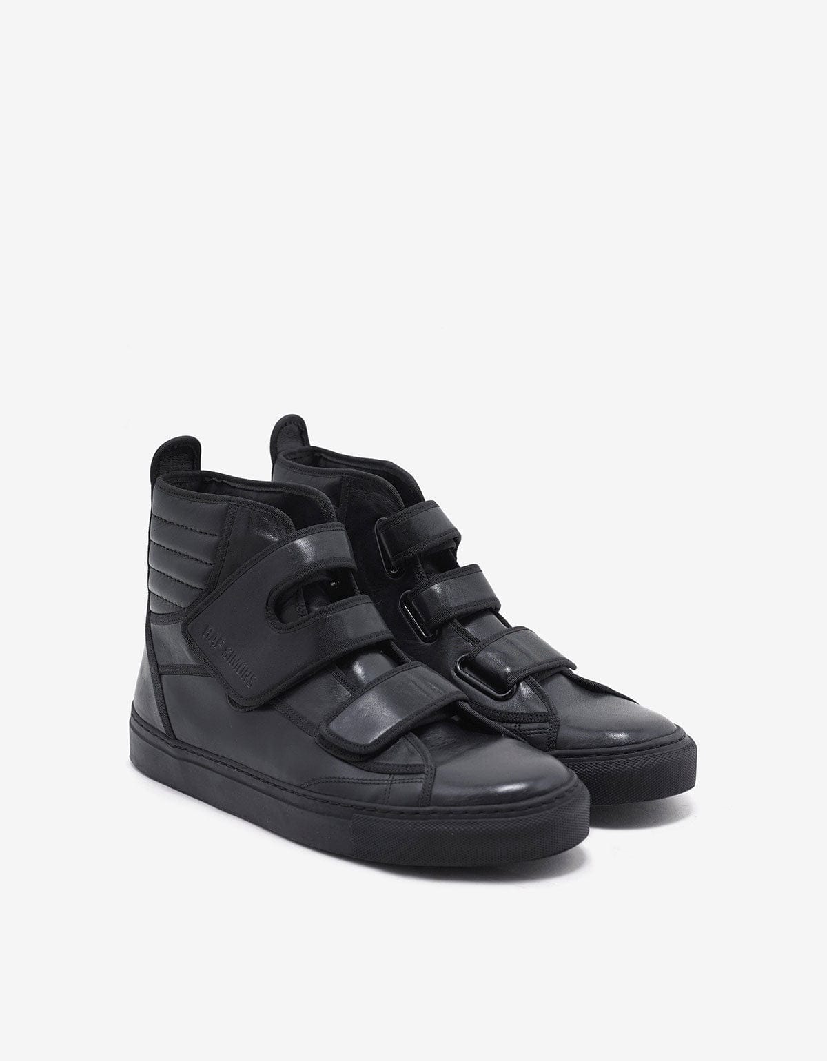 Raf Simons Black Velcro Strap High Top Trainers - SS17