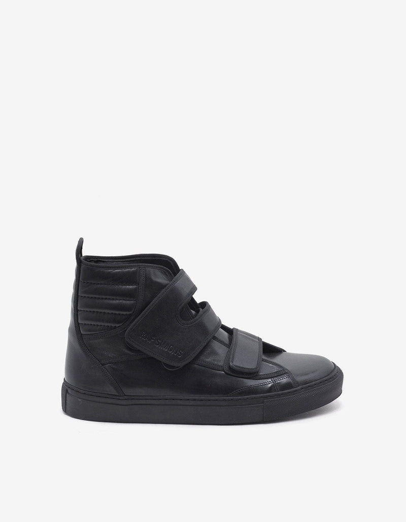 Raf Simons Black Velcro Strap High Top Trainers - SS17