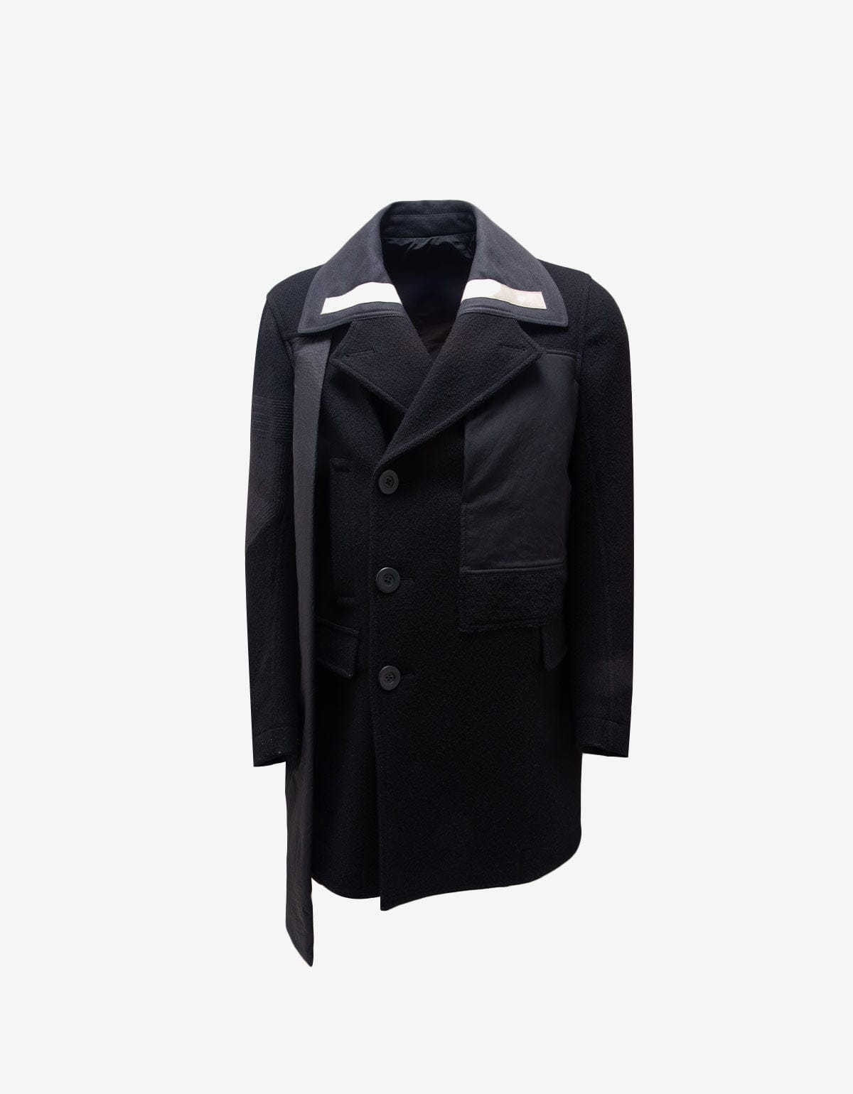 Rick Owens Black Wool Caped Peacoat