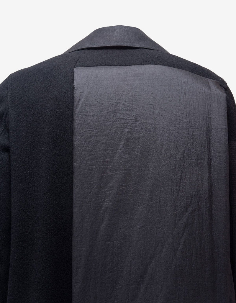 Rick Owens Black Wool Caped Peacoat - AW15