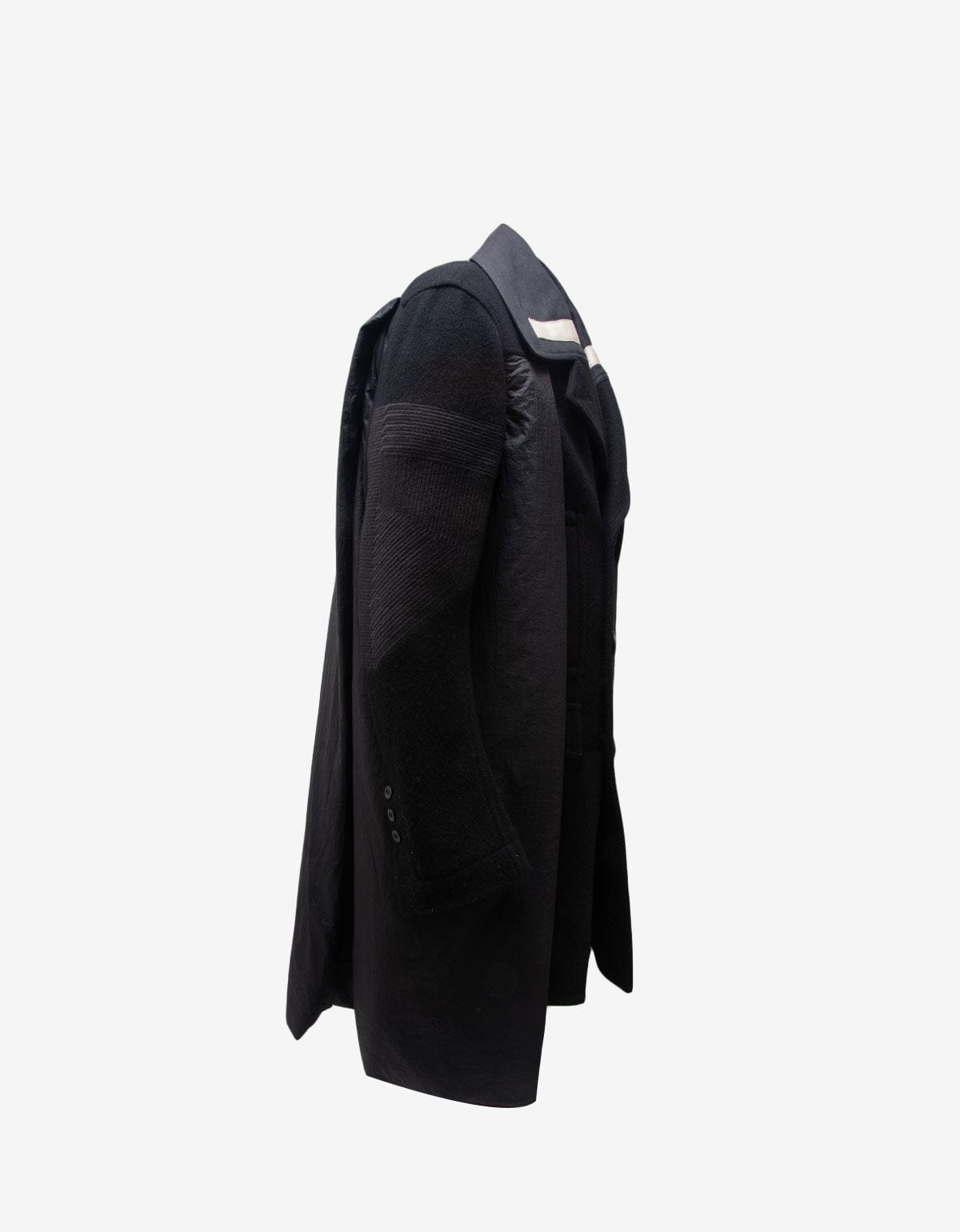 Rick Owens Black Wool Caped Peacoat - AW15