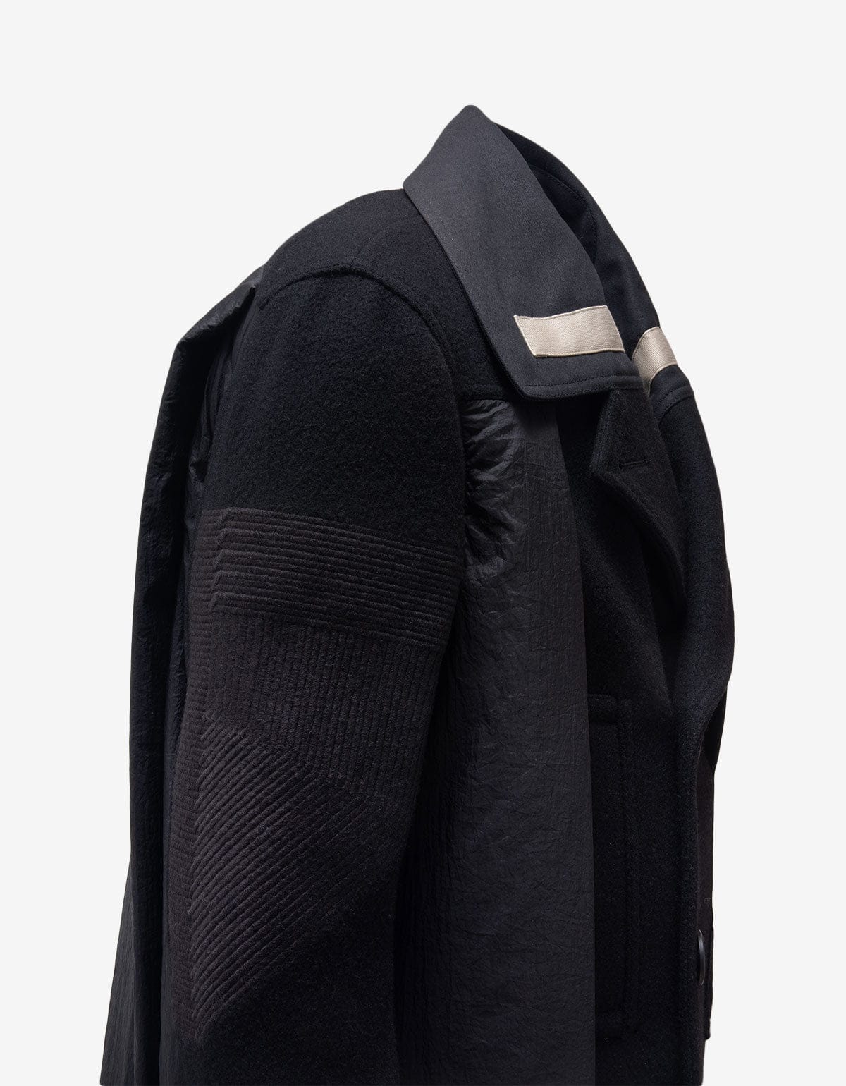 Rick Owens Black Wool Caped Peacoat - AW15