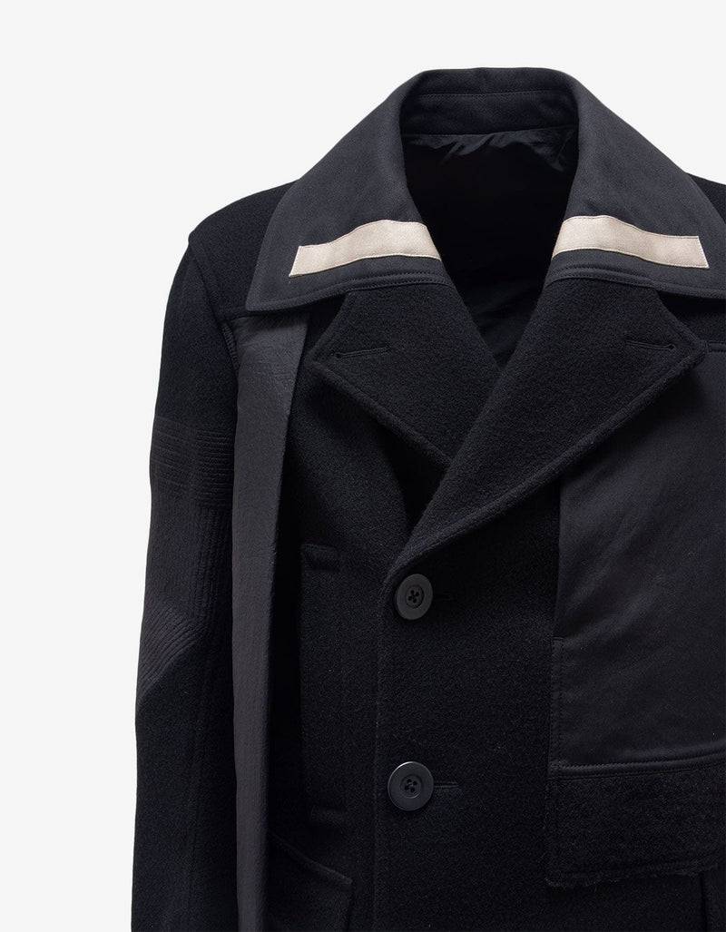 Rick Owens Black Wool Caped Peacoat - AW15