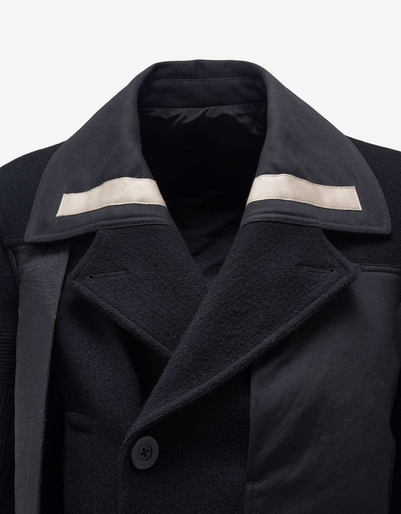 Rick Owens Black Wool Caped Peacoat - AW15