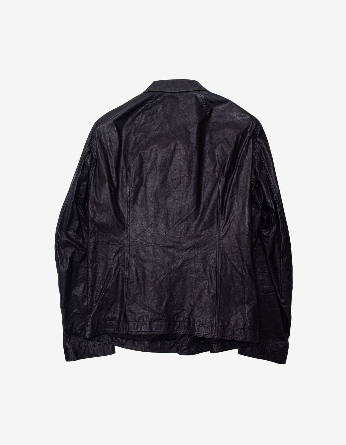Rick Owens Black Zipped Stooges Leather Biker Jacket