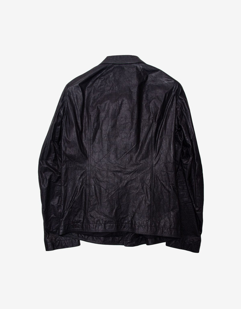 Rick Owens Black Zipped Stooges Leather Biker Jacket