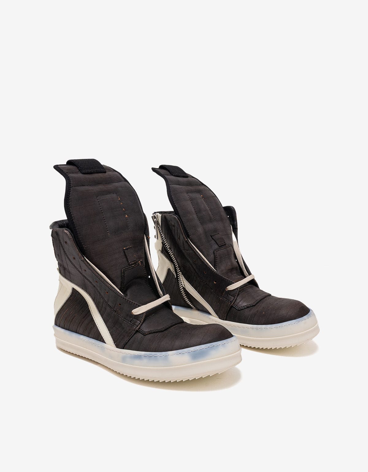 Rick Owens Geobasket Laser-Cut Leather High Top Trainers - AW15