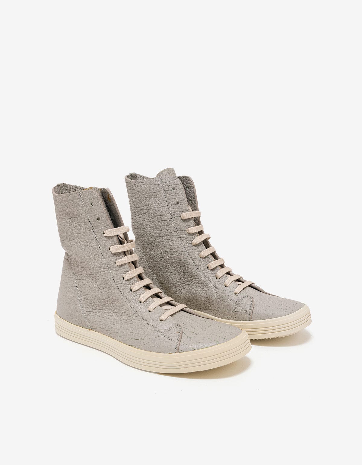 Rick Owens Mastosneaks Grey Grain Leather High Top Trainers