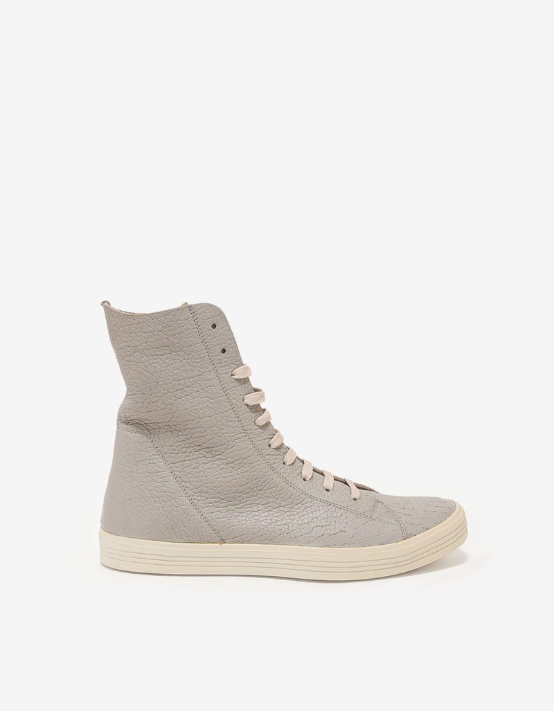 Rick Owens Mastosneaks Grey Grain Leather High Top Trainers - AW16