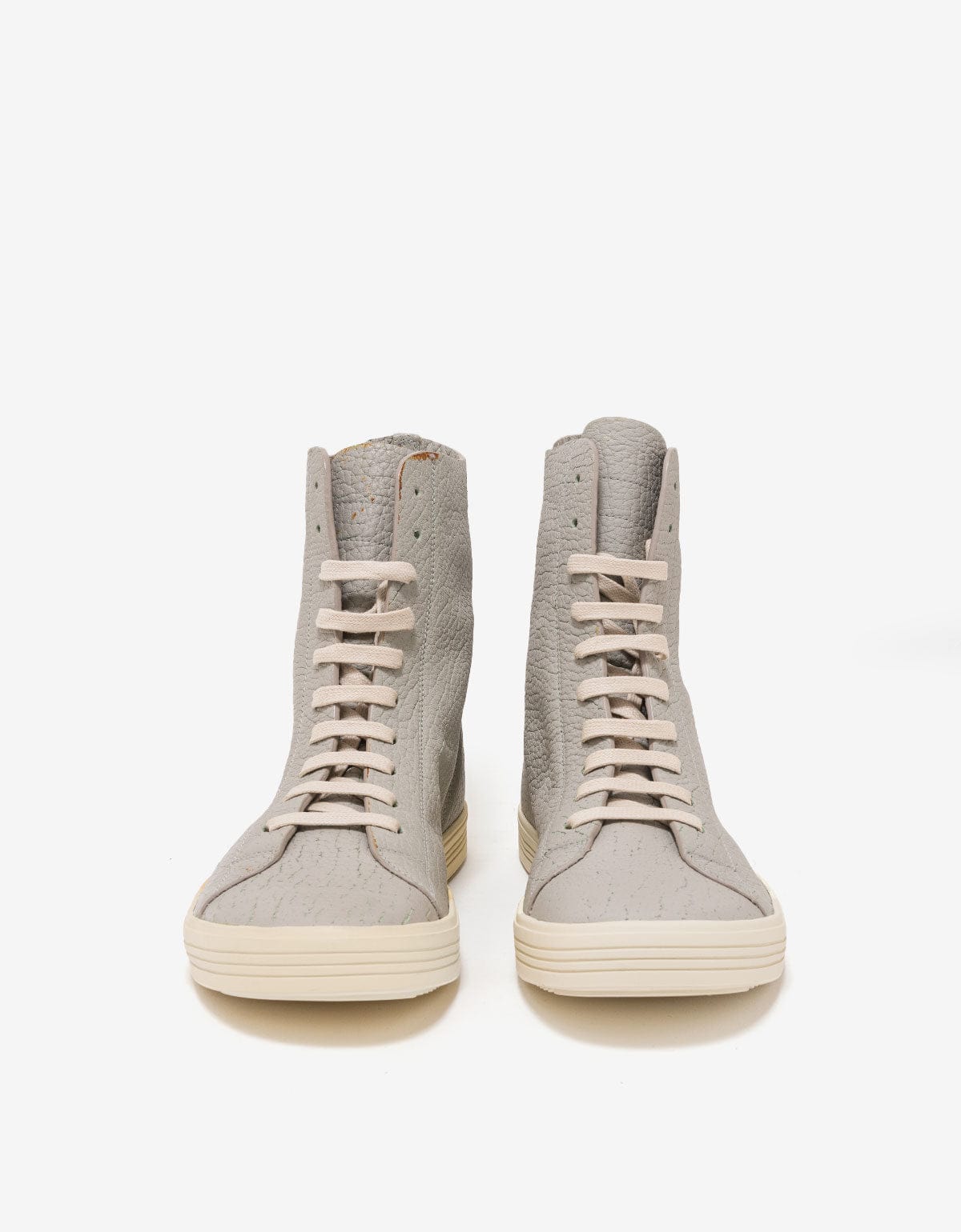 Rick Owens Mastosneaks Grey Grain Leather High Top Trainers - AW16