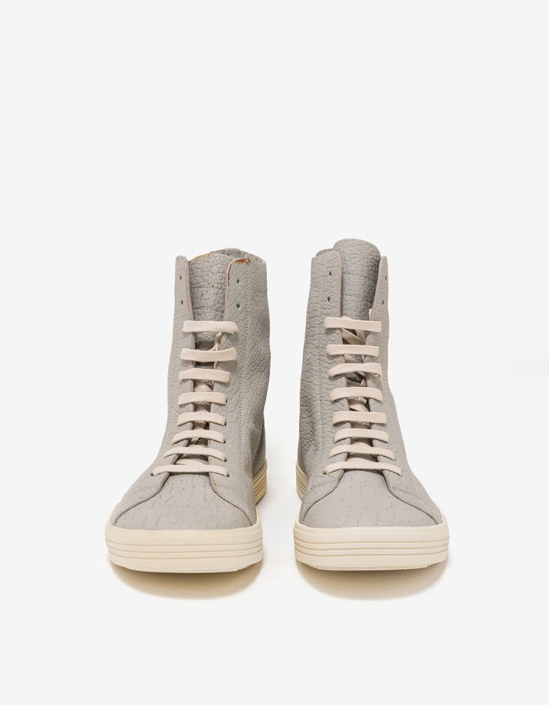 Rick Owens Mastosneaks Grey Grain Leather High Top Trainers - AW16