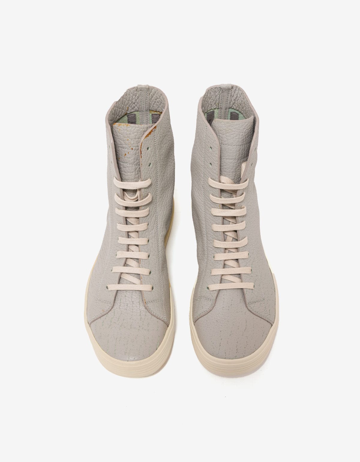 Rick Owens Mastosneaks Grey Grain Leather High Top Trainers - AW16