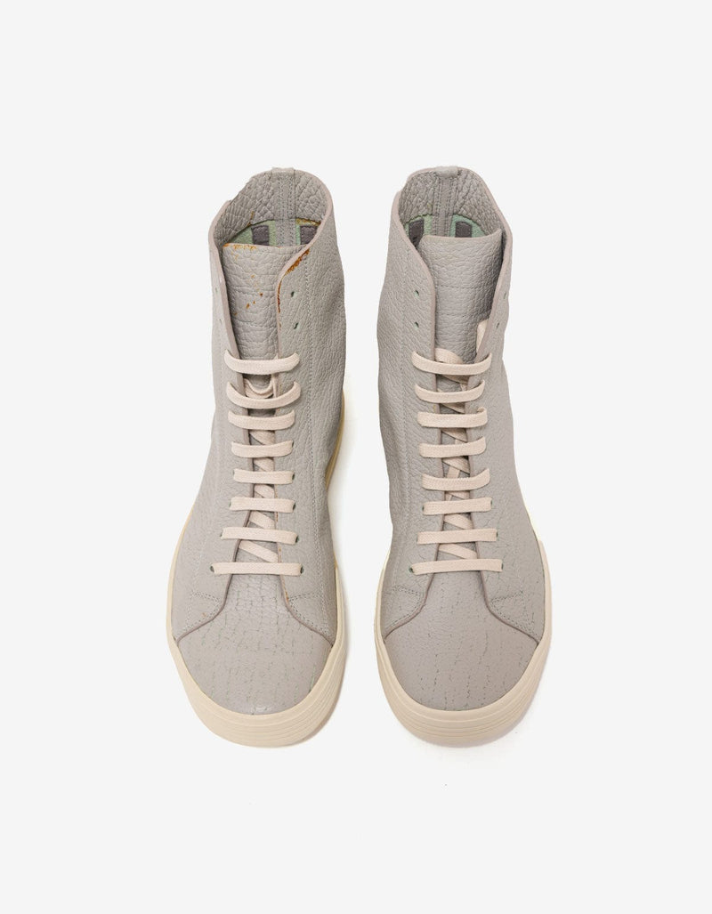 Rick Owens Mastosneaks Grey Grain Leather High Top Trainers - AW16