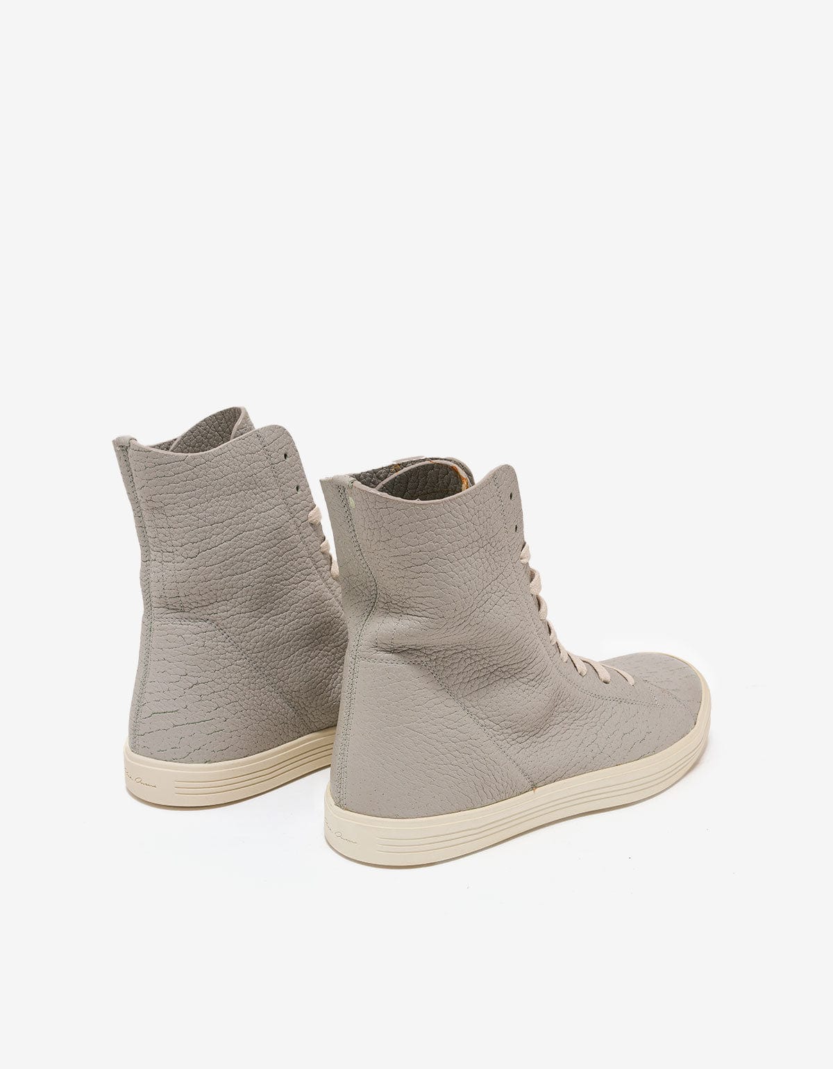 Rick Owens Mastosneaks Grey Grain Leather High Top Trainers - AW16