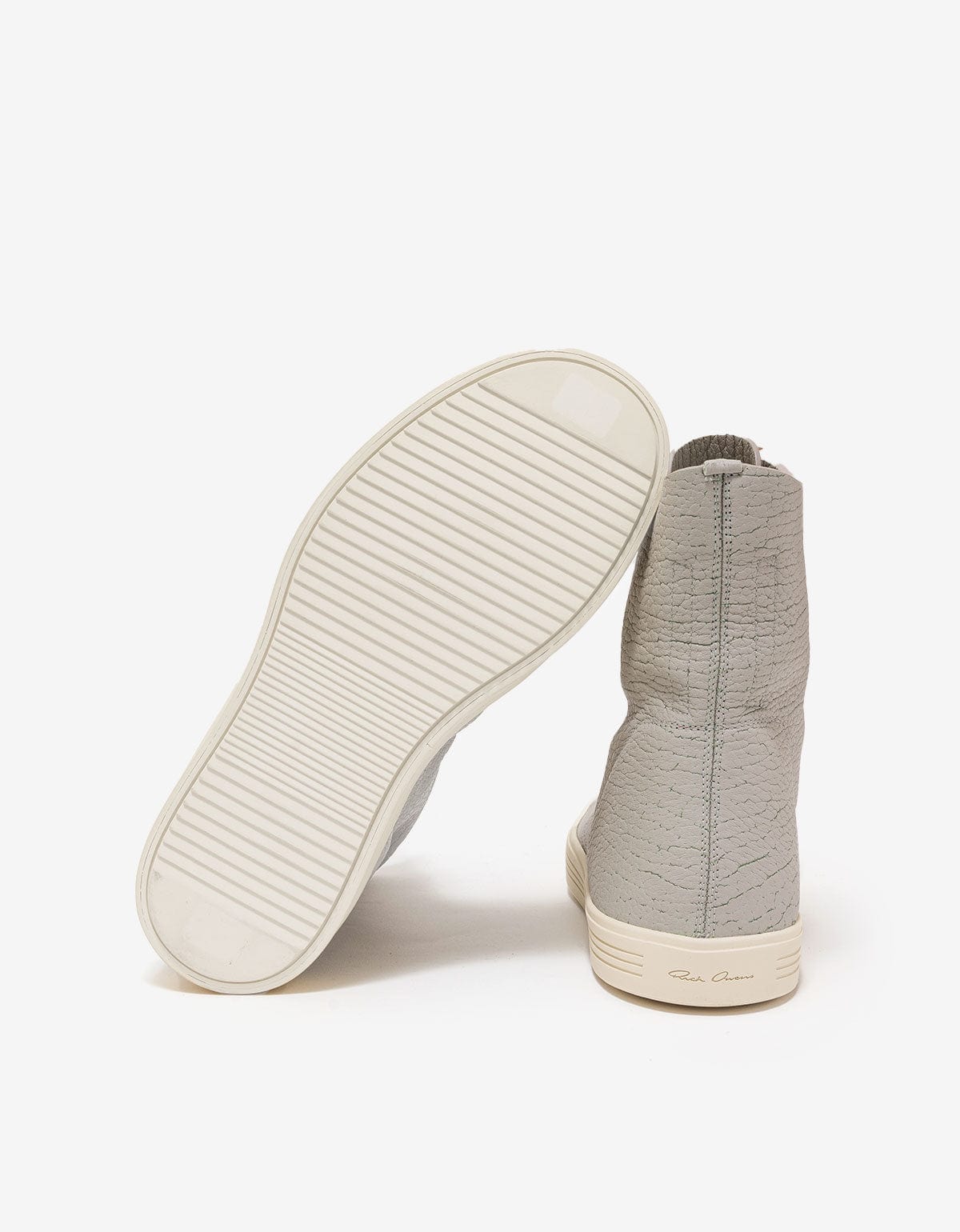 Rick Owens Mastosneaks Grey Grain Leather High Top Trainers - AW16