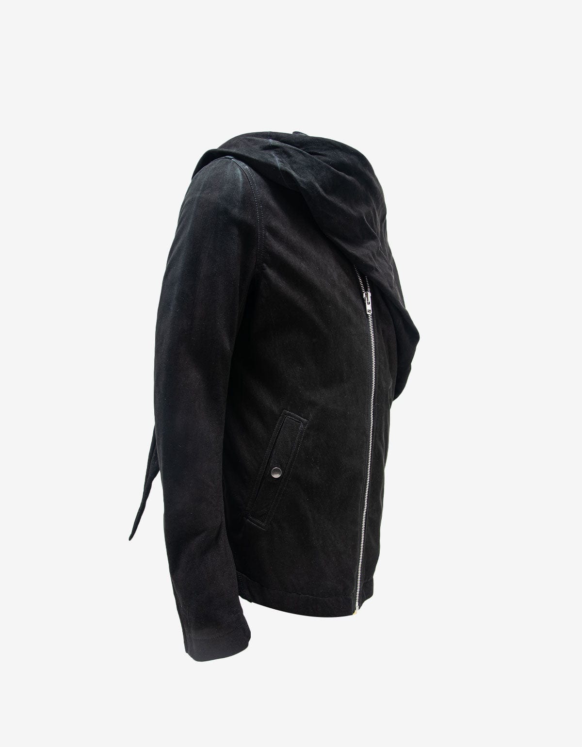 Rick Owens Wrap Bomber Black Leather Jacket - AW15