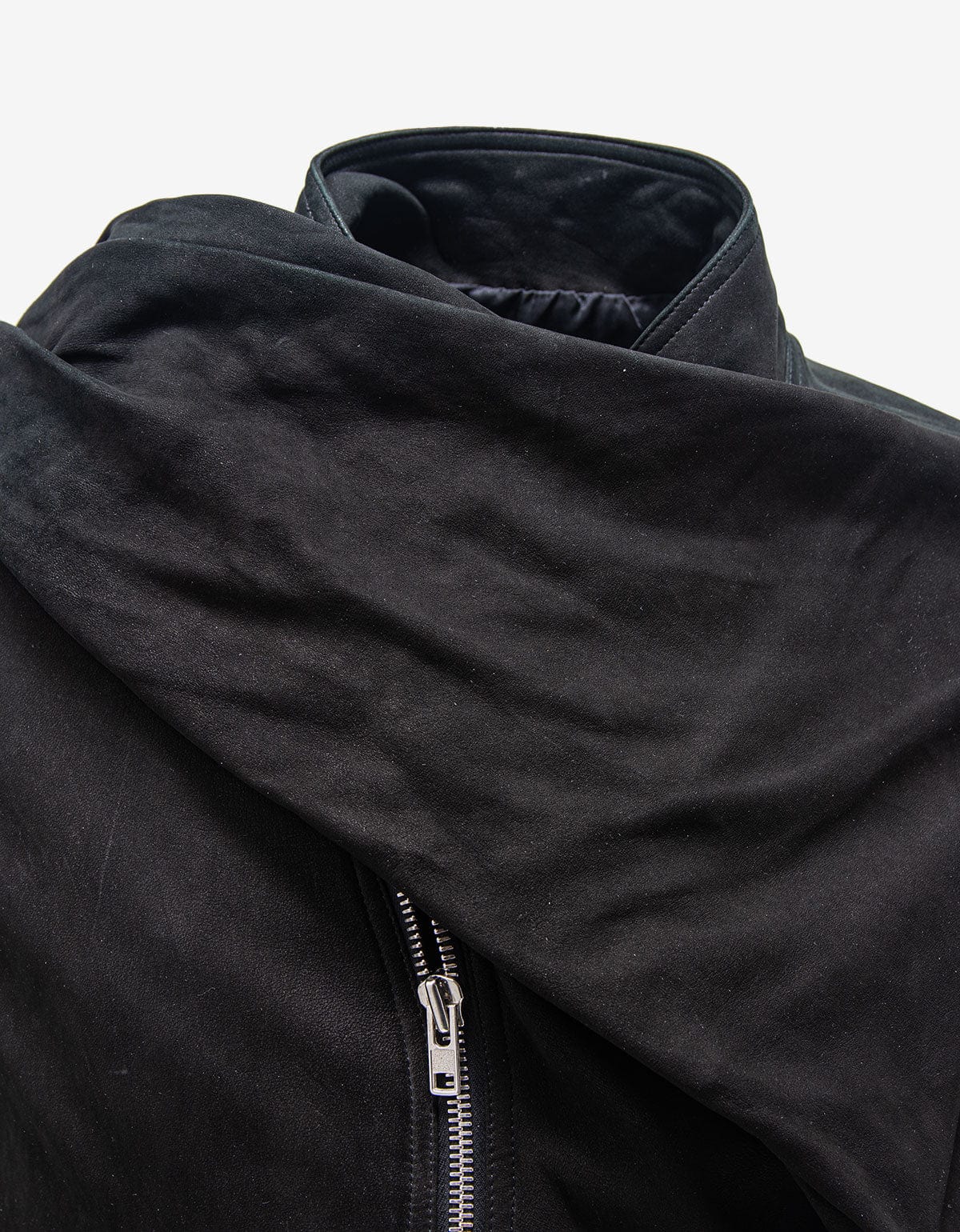 Rick Owens Wrap Bomber Black Leather Jacket - AW15