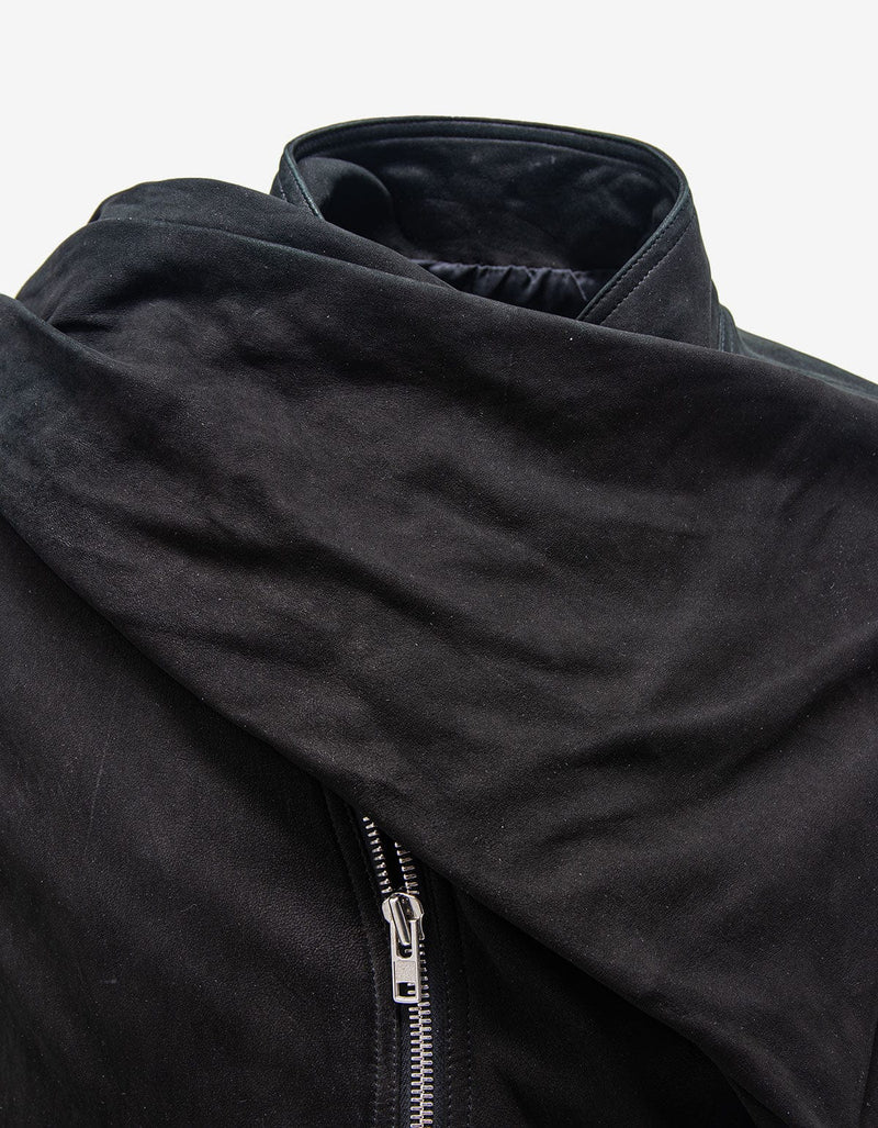 Rick Owens Wrap Bomber Black Leather Jacket - AW15