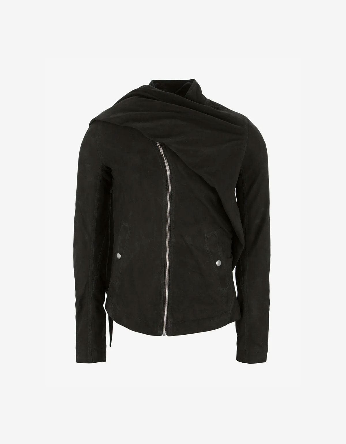 Rick Owens Wrap Bomber Black Leather Jacket - AW15