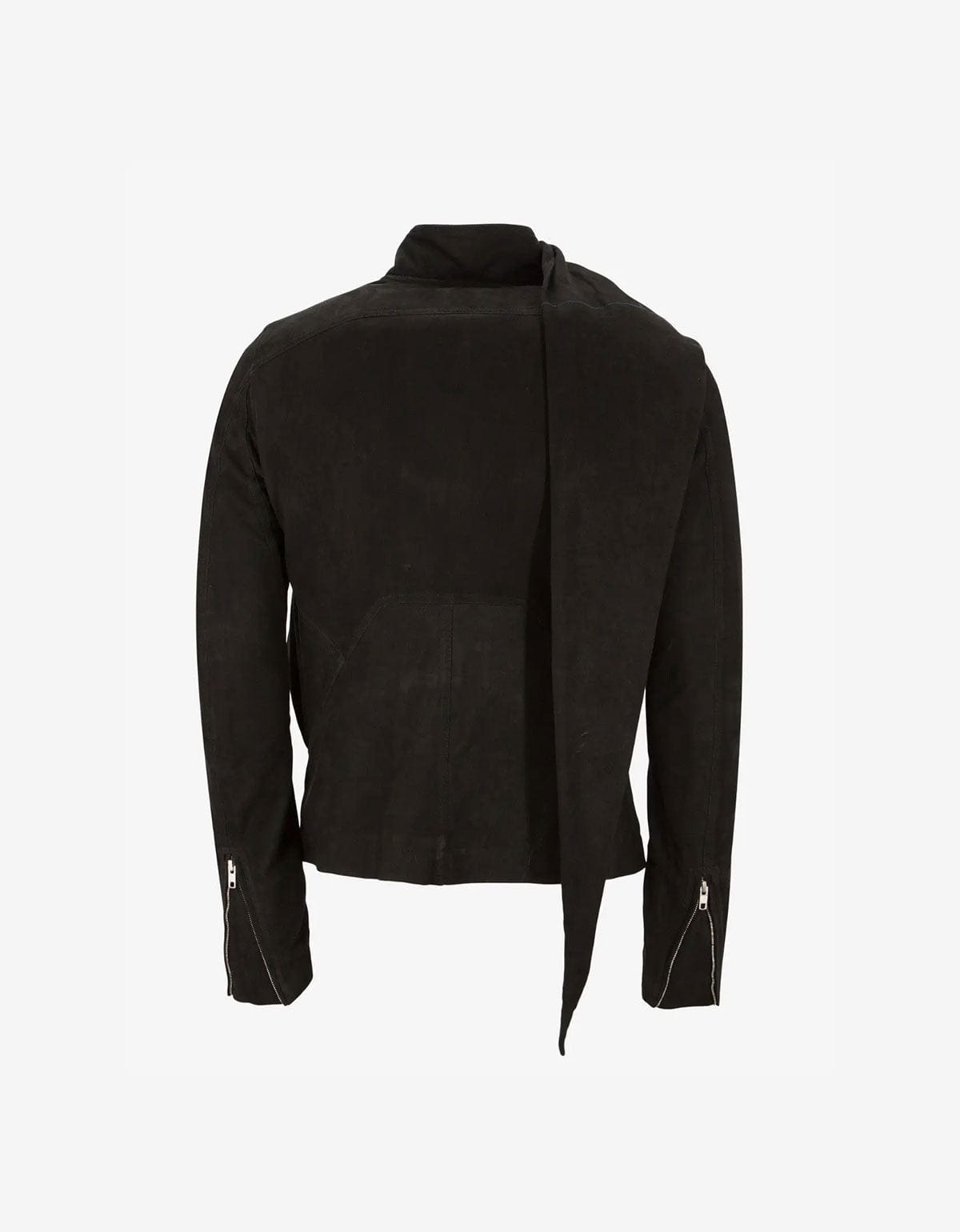 Rick Owens Wrap Bomber Black Leather Jacket - AW15
