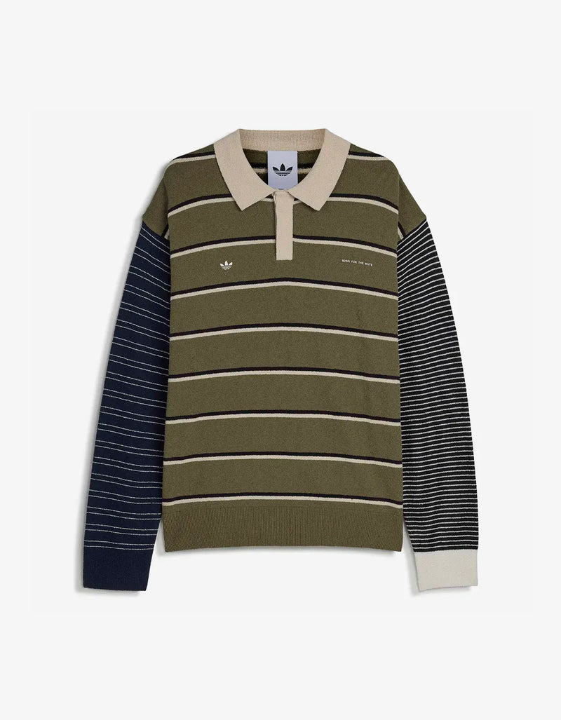 Song For The Mute x Adidas Originals 007 Green Long Sleeve Polo Shirt KS1343