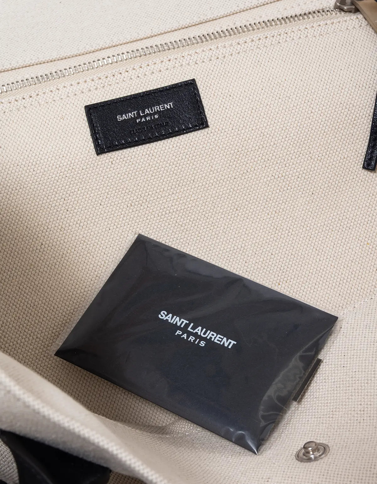 Saint Laurent Beige & Black Rive Gauche Maxi Shopping Bag