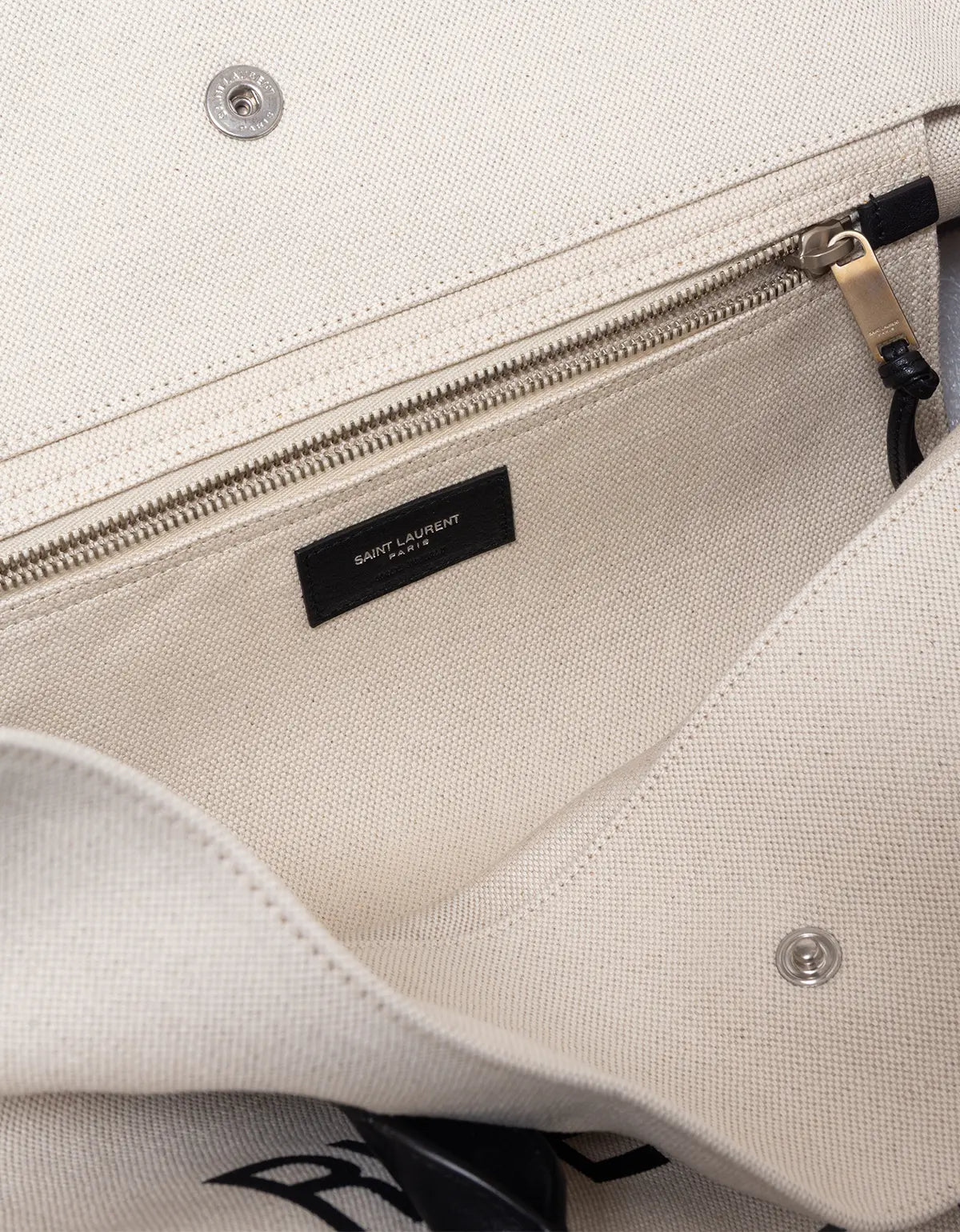 Saint Laurent Beige & Black Rive Gauche Maxi Shopping Bag