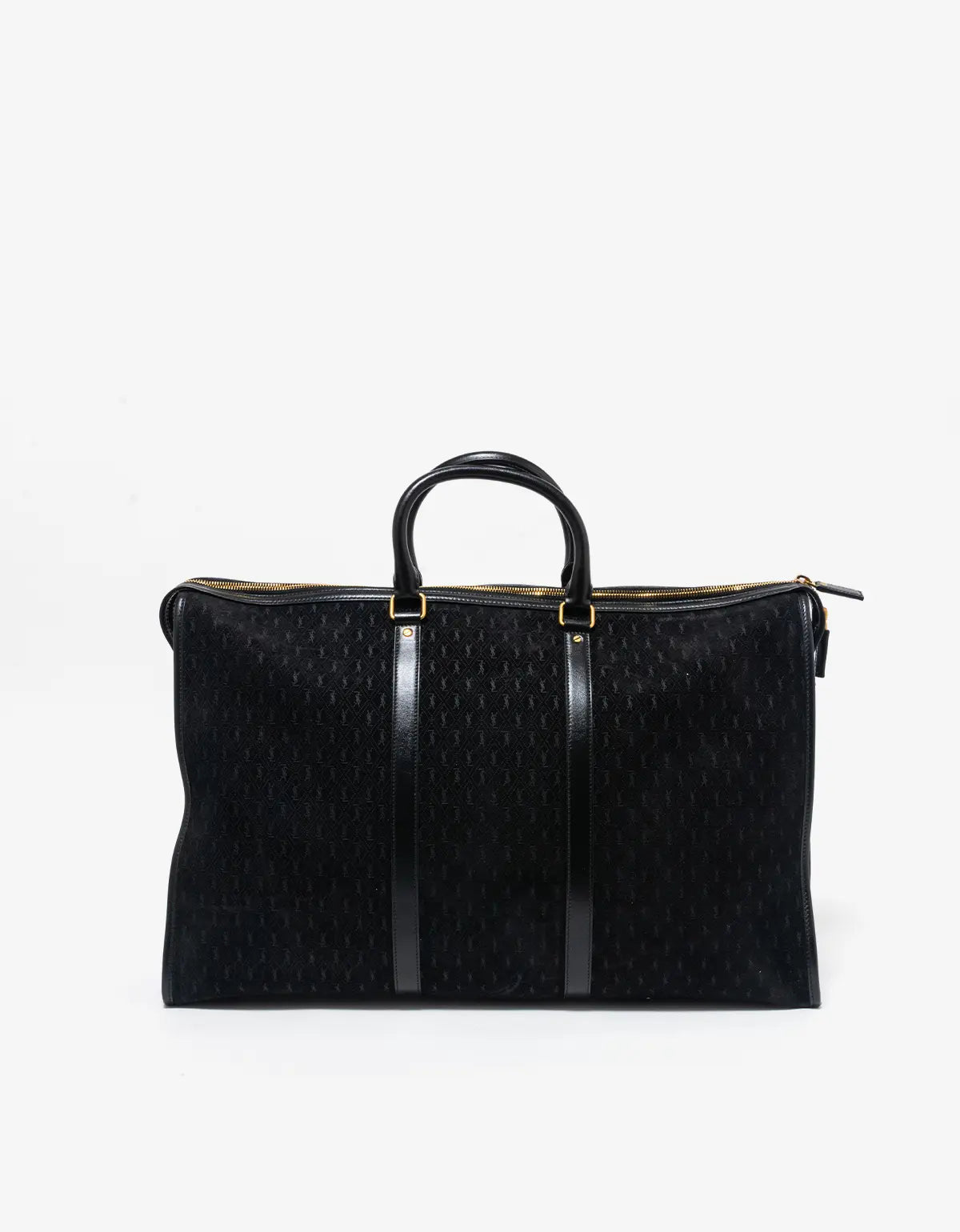 Saint Laurent YSL Black Suede Monogram Duffle Bag