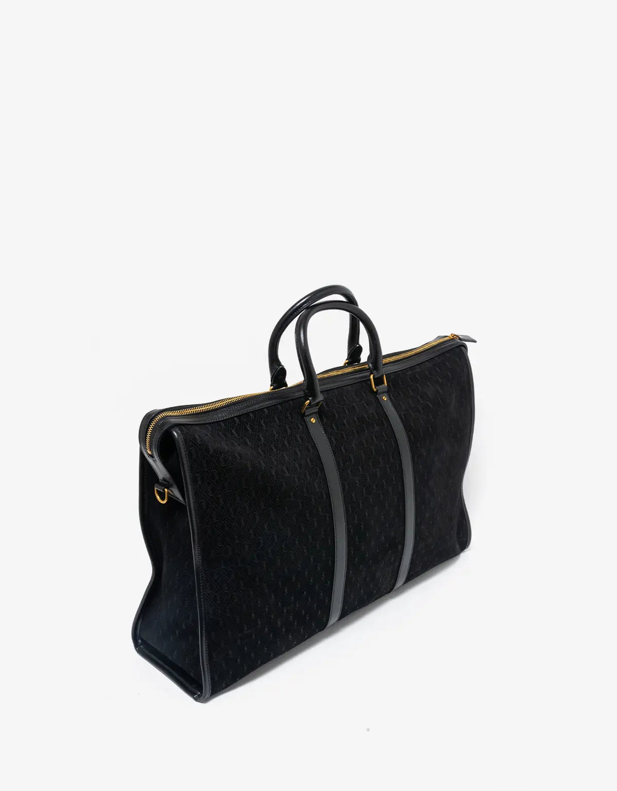 Saint Laurent YSL Black Suede Monogram Duffle Bag