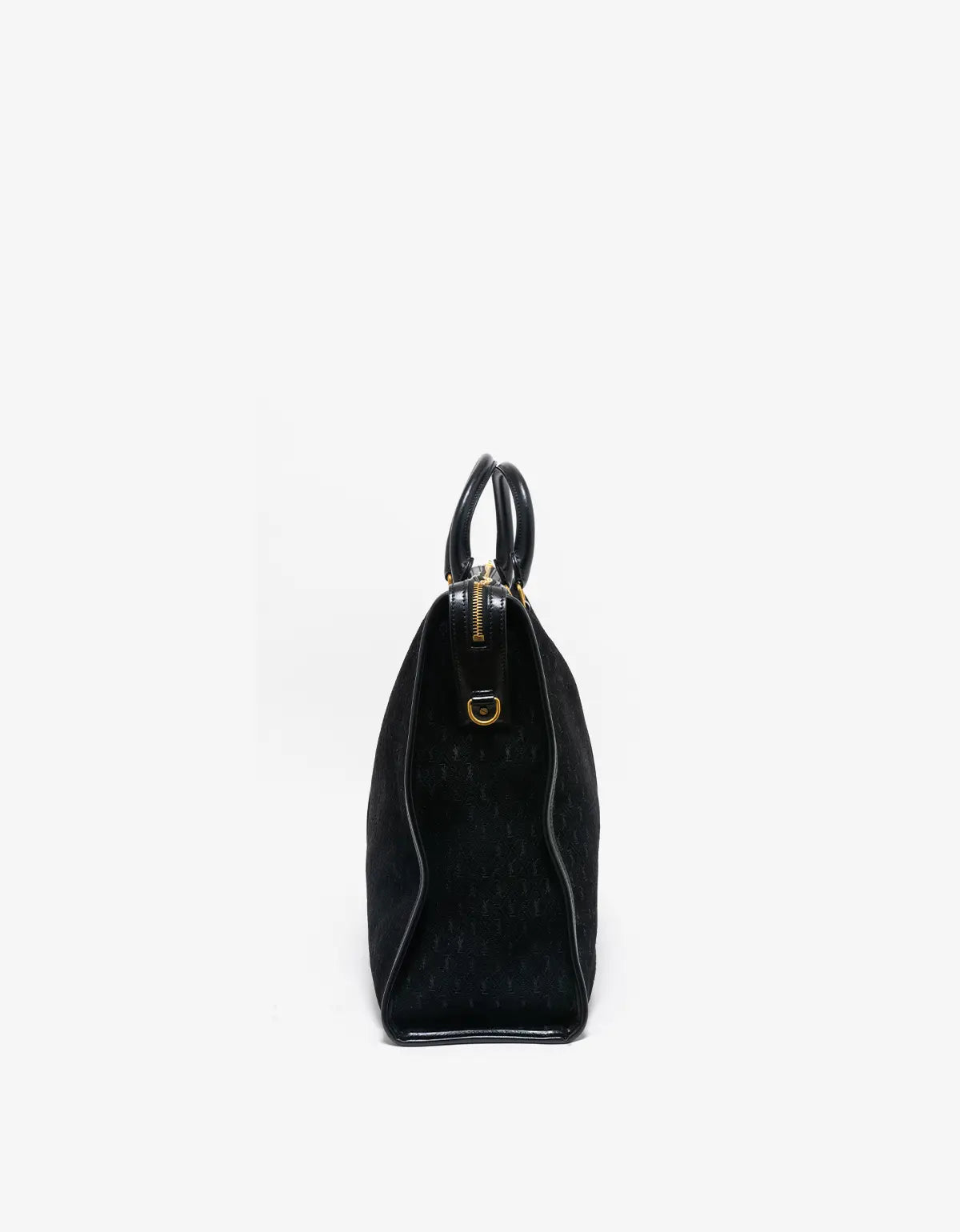 Saint Laurent YSL Black Suede Monogram Duffle Bag