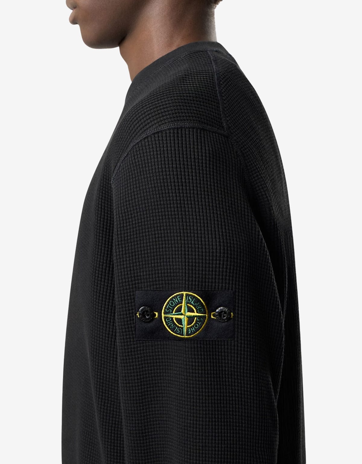 Stone Island Black Organic Cotton Waffle Sweatshirt L1S156100056S0044V0029