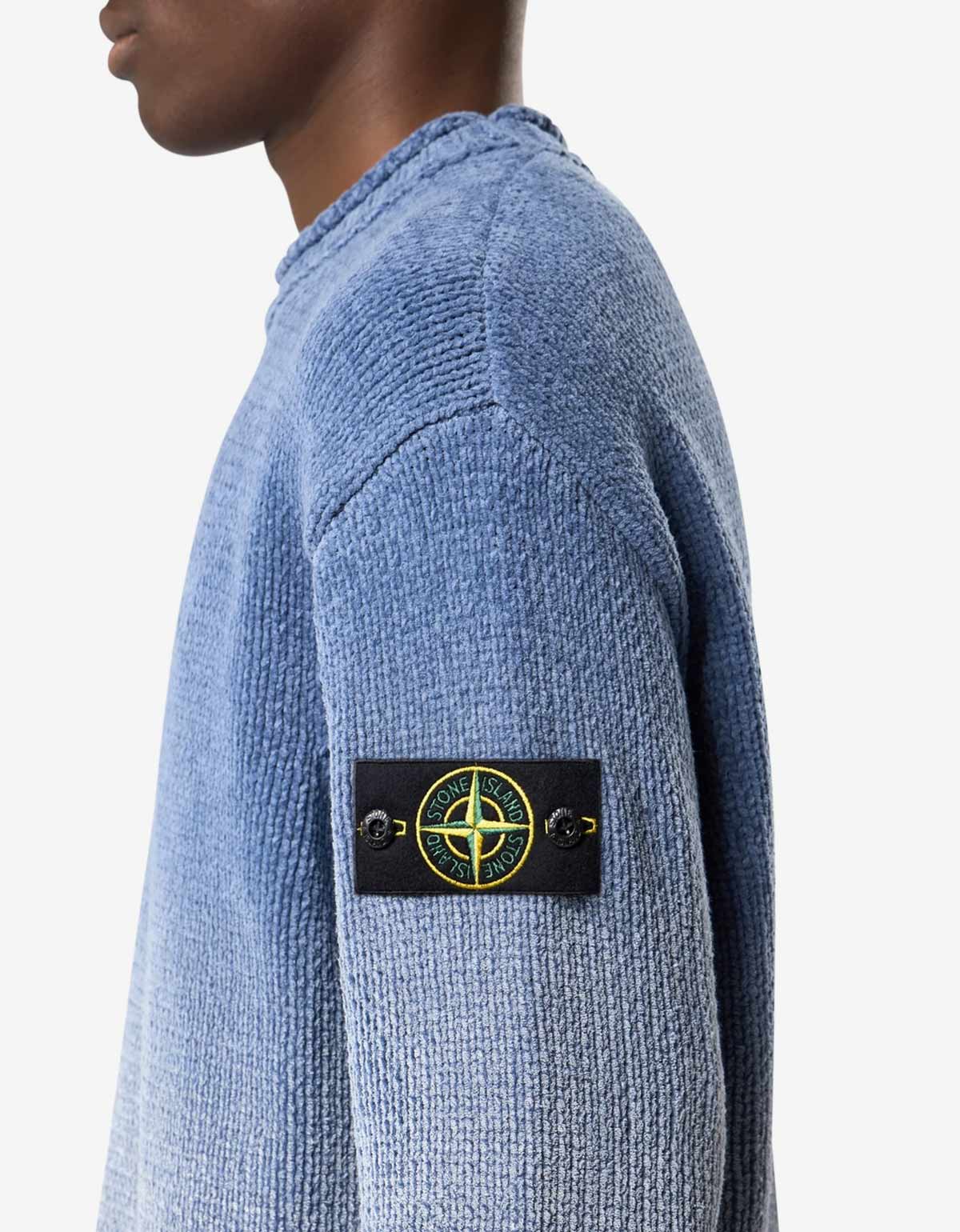 Stone Island Blue Chenille Degrade Print Sweater – mens designer