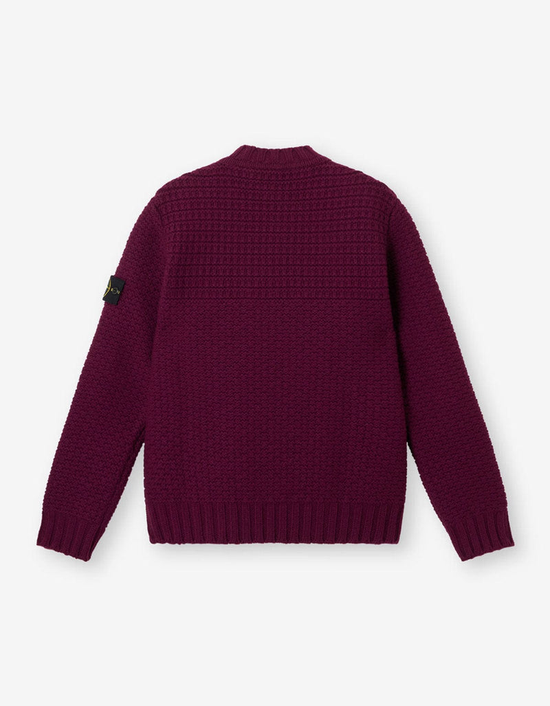 Stone Island Burgundy Wool Sweater K2S155100054 V0012