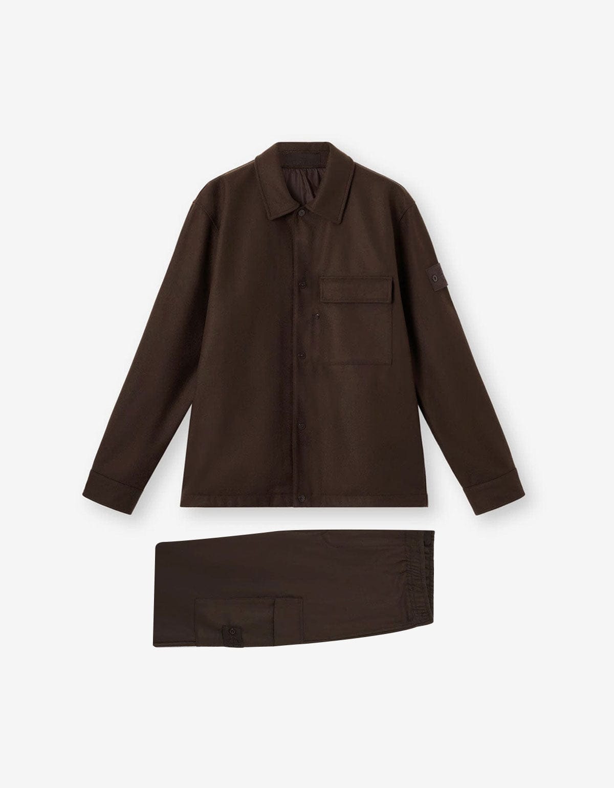 Stone Island Ghost Brown Wool Overshirt / Cargo Trousers Set