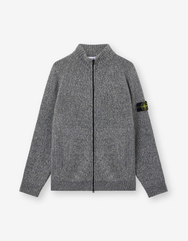 Stone Island Grey Mouline Wool Cardigan K2S155100051 V0M6B