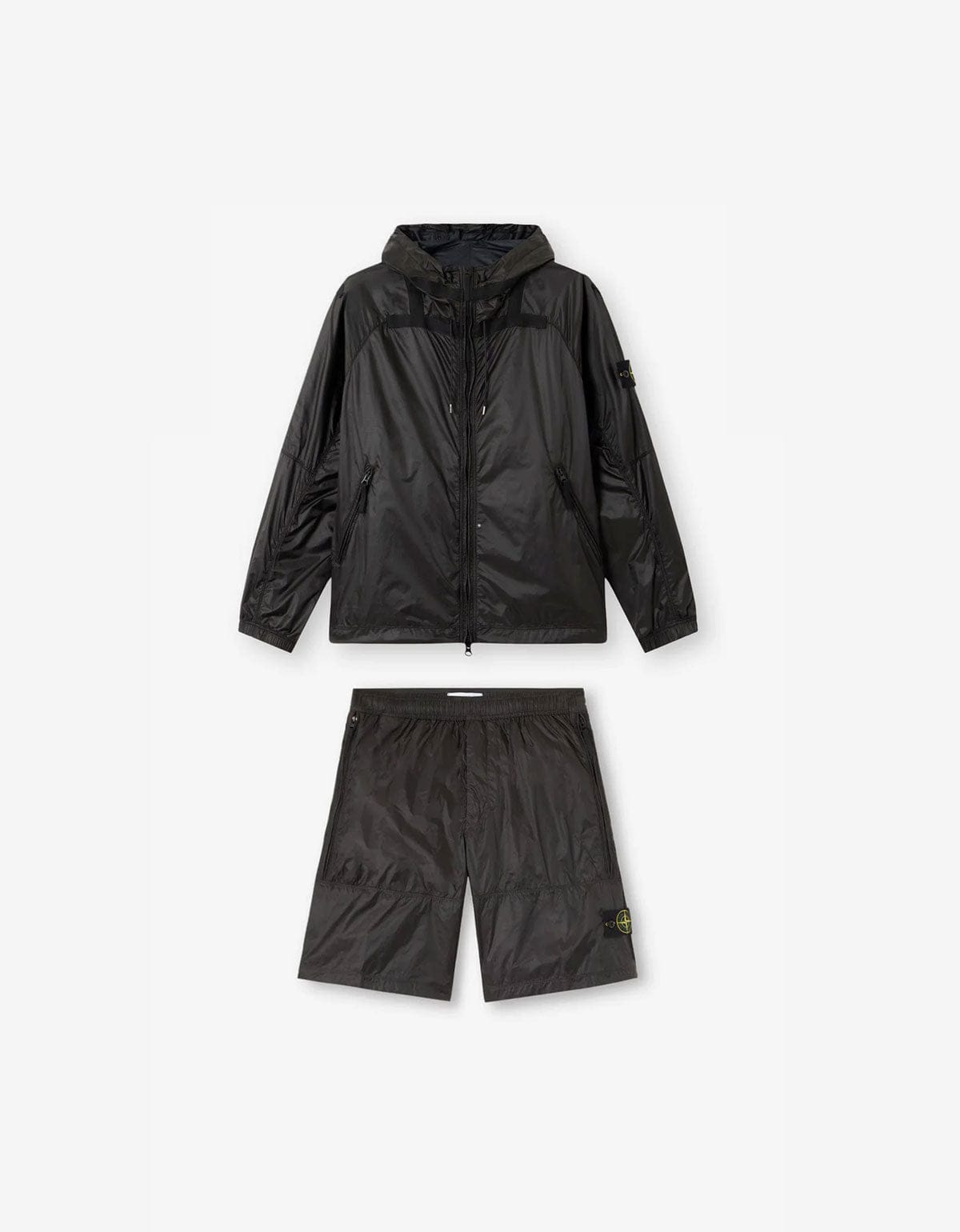 Stone Island Grey Ripstop Light HT Nylon Jacket & Shorts