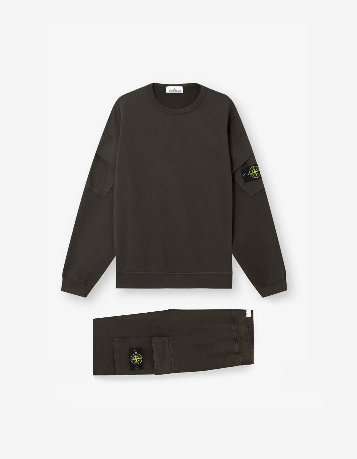 Stone Island Grey Sleeve Pocket Sweatshirt & Sweat Pants Bundle