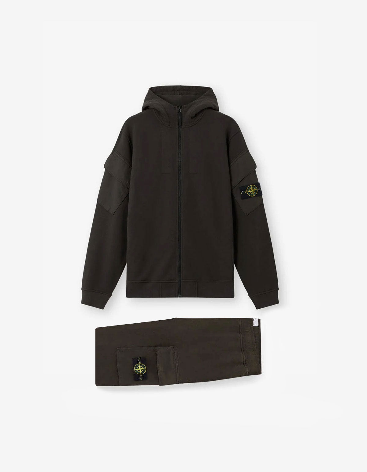 Stone Island Lead Grey Compass Zip Hoodie & Sweat Pants Bundle