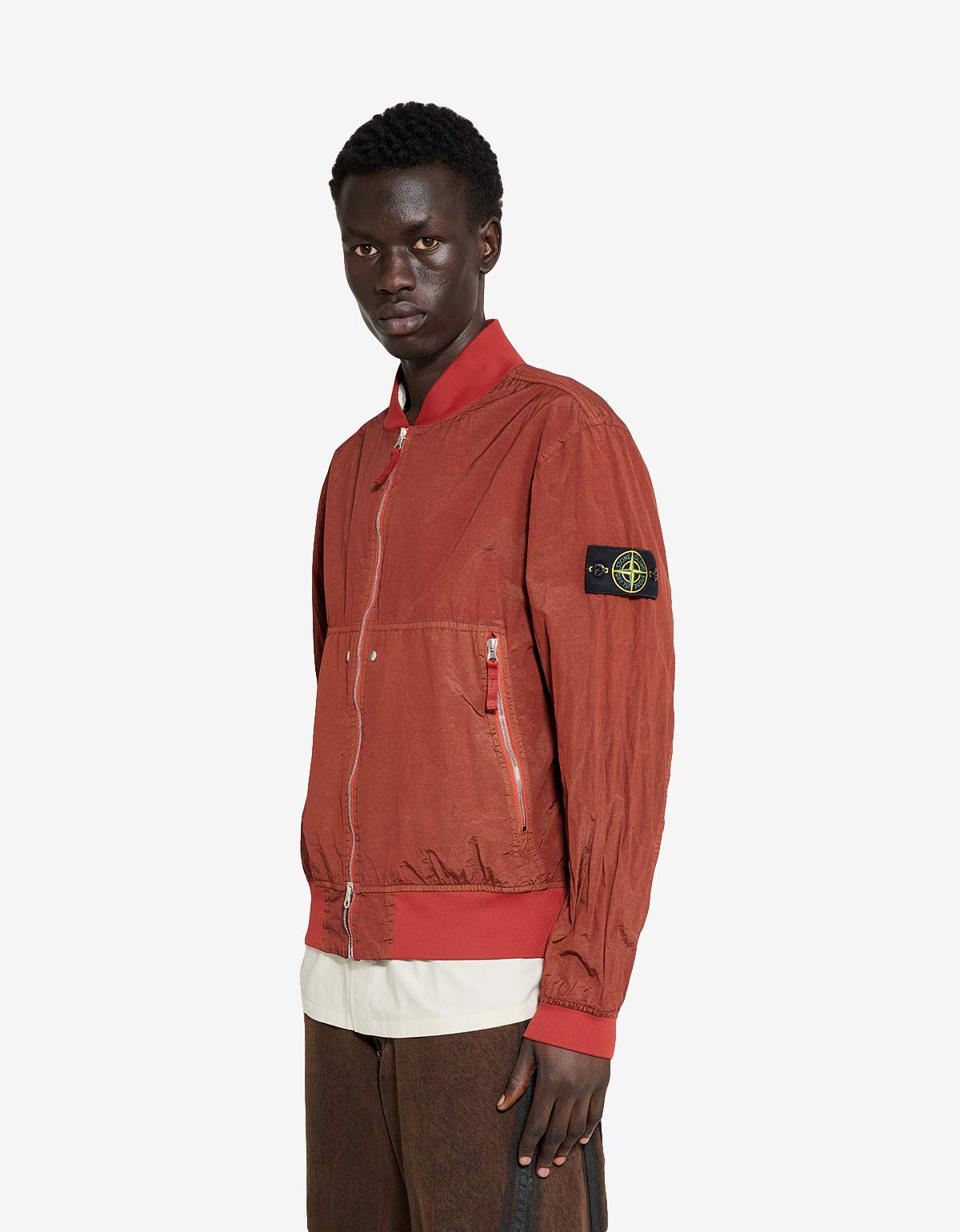 Stone Island Orange Nylon Metal Bomber Jacket K1S154100019 V007A